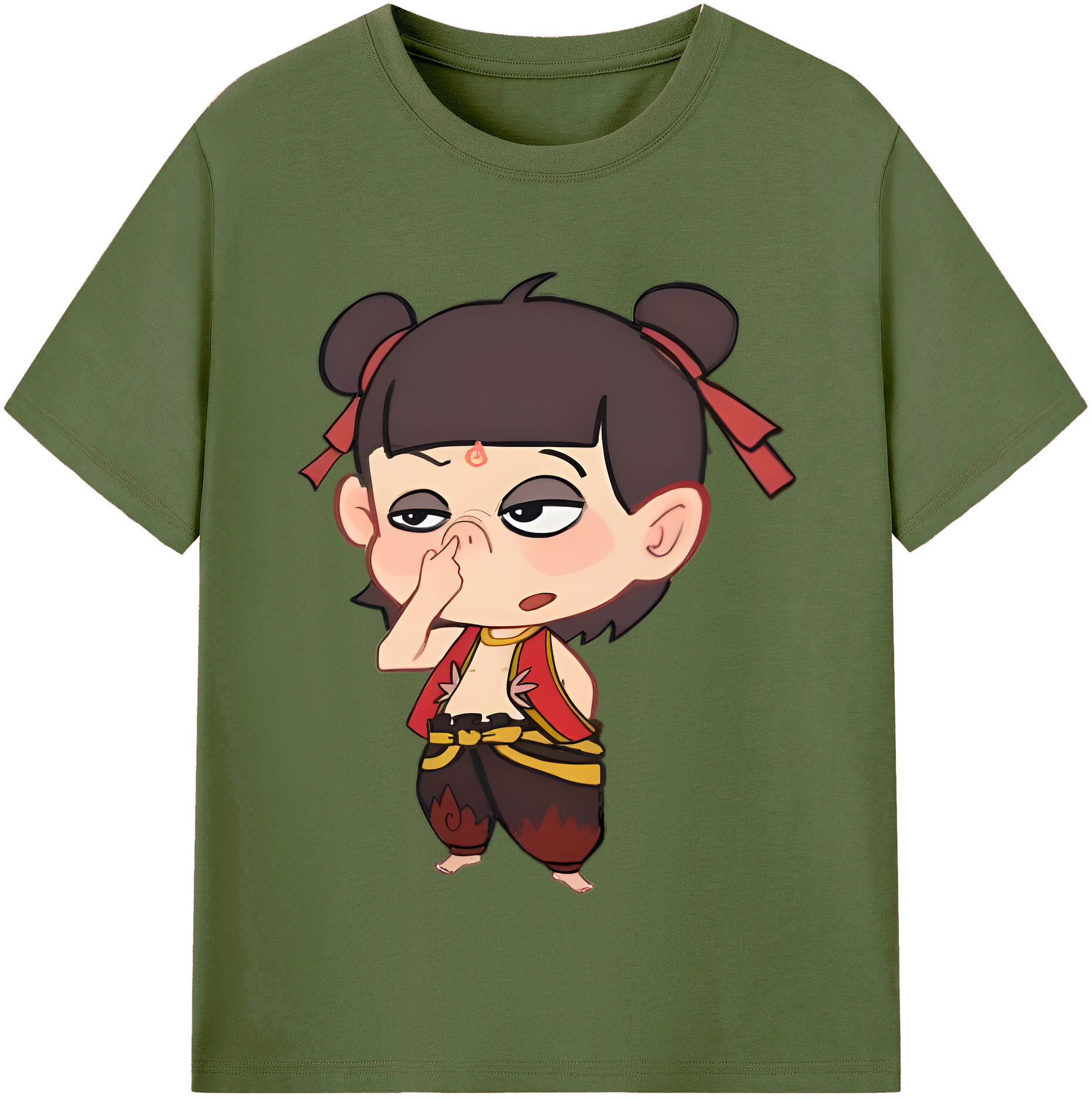 （画像用） Ne Zha 2 ナタ 魔童の大暴れ 綿100％半袖Tシャツ（フロントプリント）
